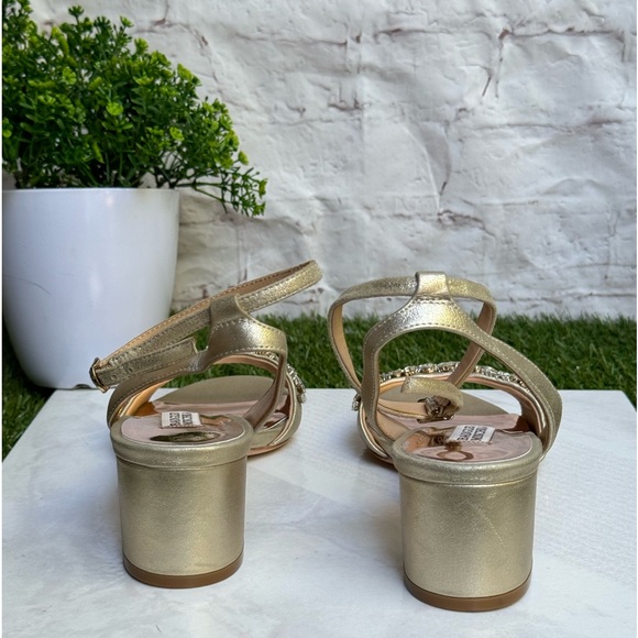 Badgley Mischka🍁Ivanna Crystal embellished block heel ankle strap sandals 7.5 - Picture 9 of 11